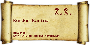 Kender Karina névjegykártya